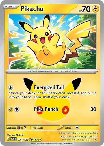 Pikachu 15/30 30th Celebration Pok&eacute;mon TCG 037/128