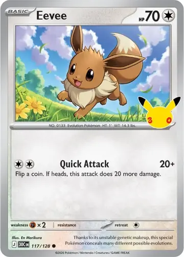 Eevee 30th Celebration Pok&eacute;mon TCG 117/128