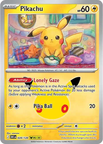 Pikachu 06/30 30th Celebration Pok&eacute;mon TCG 028/128