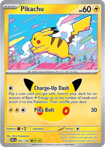 Pikachu 20/30 30th Celebration Pok&eacute;mon TCG 042/128