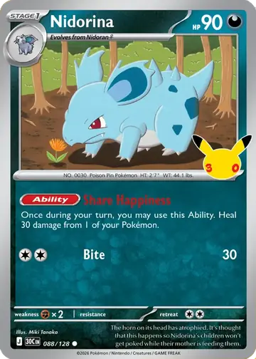 Nidorina 30th Celebration Pok&eacute;mon TCG 088/128