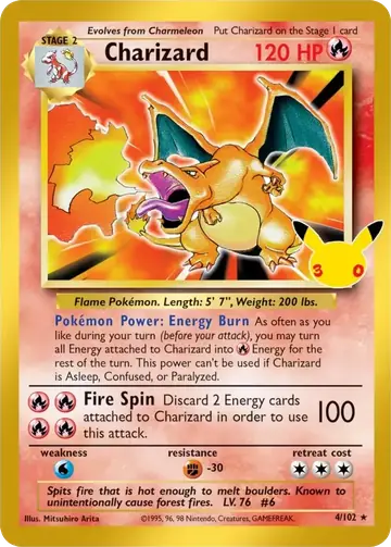 Charizard 30th Celebration classic reprint English 4/102