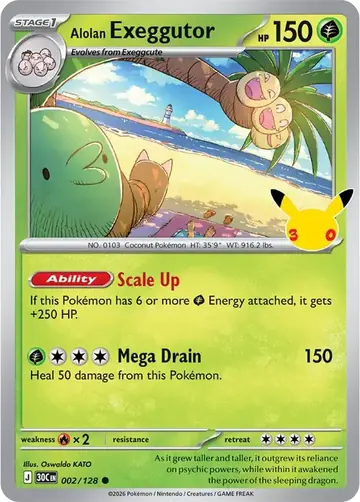 Alolan Exeggutor 30th Celebration Pok&eacute;mon TCG 002/128