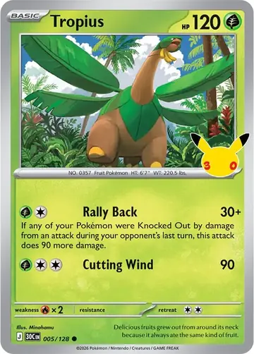 Tropius 30th Celebration Pok&eacute;mon TCG 005/128