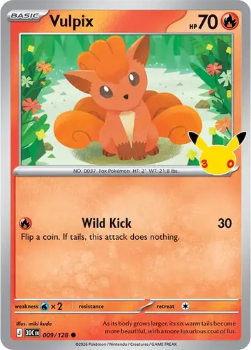 Vulpix 30th Celebration Pok&eacute;mon TCG 009/128