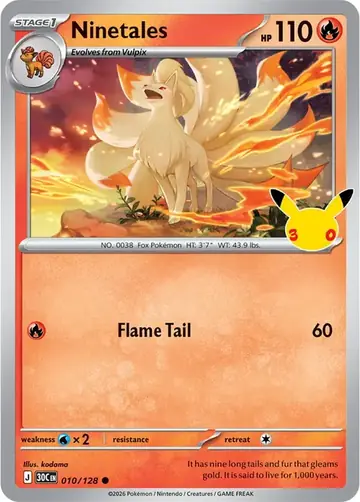 Ninetales 30th Celebration Pok&eacute;mon TCG 010/128