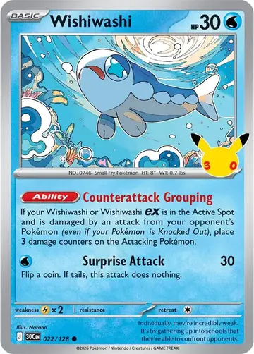 Wishiwashi 30th Celebration Pok&eacute;mon TCG 022/128