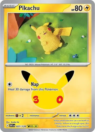 Pikachu 05/30 30th Celebration Pok&eacute;mon TCG 027/128