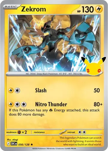 Zekrom 30th Celebration Pok&eacute;mon TCG 056/128