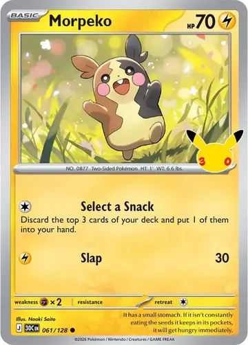Morpeko 30th Celebration Pok&eacute;mon TCG 061/128