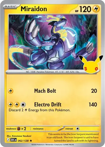 Miraidon 30th Celebration Pok&eacute;mon TCG 062/128