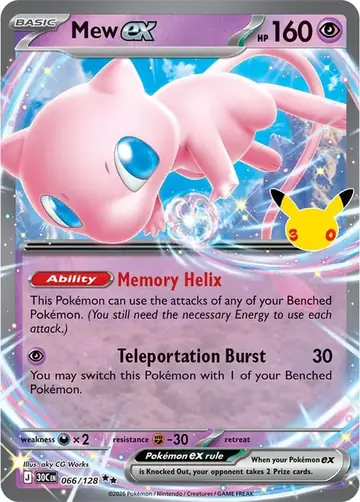 Mew ex 30th Celebration Pok&eacute;mon TCG 066/128