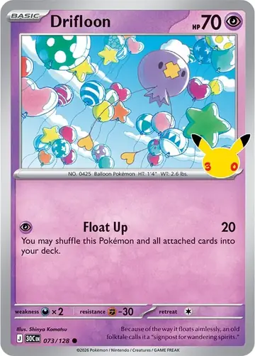 Drifloon 30th Celebration Pok&eacute;mon TCG 073/128