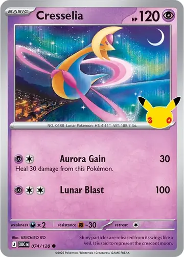 Cresselia 30th Celebration Pok&eacute;mon TCG 074/128