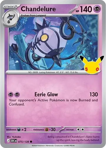Chandelure 30th Celebration Pok&eacute;mon TCG 075/128