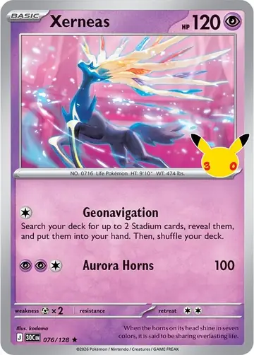 Xerneas 30th Celebration Pok&eacute;mon TCG 076/128