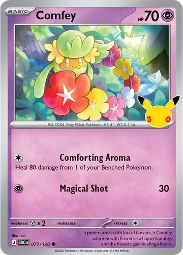 Comfey 30th Celebration Pok&eacute;mon TCG 077/128
