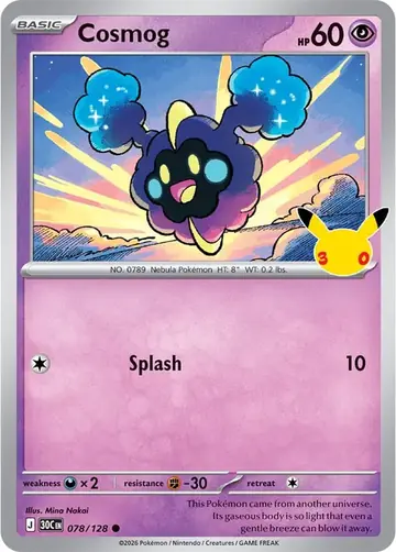 Cosmog 30th Celebration Pok&eacute;mon TCG 078/128