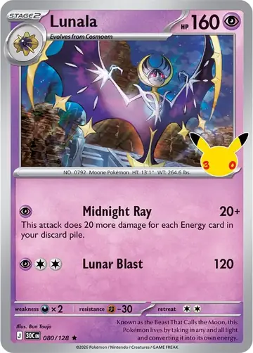 Lunala 30th Celebration Pok&eacute;mon TCG 080/128