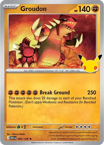 Groudon 30th Celebration Pok&eacute;mon TCG 082/128
