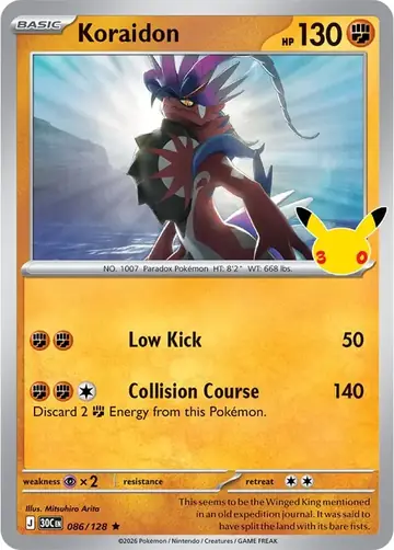 Koraidon 30th Celebration Pok&eacute;mon TCG 086/128