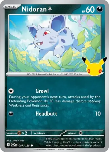 Nidoran ♀ 30th Celebration Pok&eacute;mon TCG 087/128