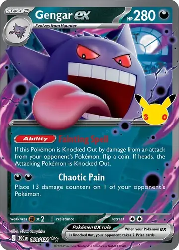 Gengar ex 30th Celebration Pok&eacute;mon TCG 090/128