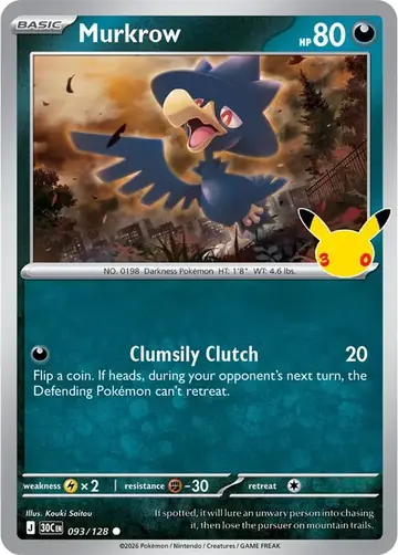 Murkrow 30th Celebration Pok&eacute;mon TCG 093/128
