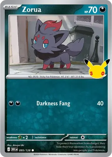 Zorua 30th Celebration Pok&eacute;mon TCG 095/128