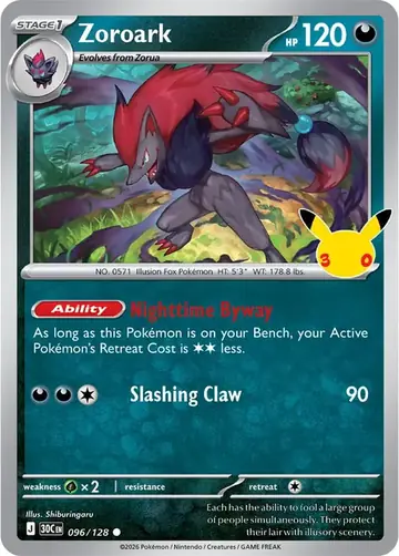 Zoroark 30th Celebration Pok&eacute;mon TCG 096/128