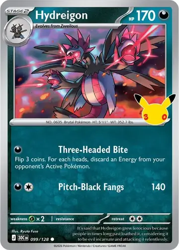 Hydreigon 30th Celebration Pok&eacute;mon TCG 099/128