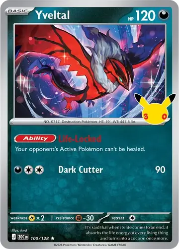 Yveltal 30th Celebration Pok&eacute;mon TCG 100/128