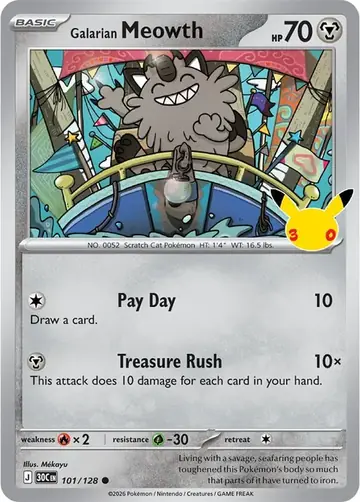 Galarian Meowth 30th Celebration Pok&eacute;mon TCG 101/128