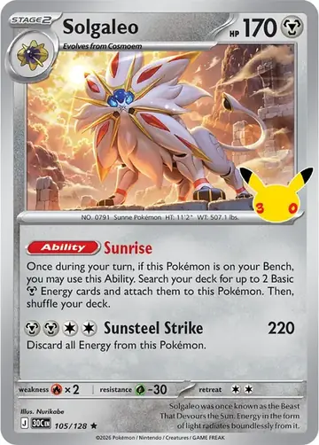 Solgaleo 30th Celebration Pok&eacute;mon TCG 105/128