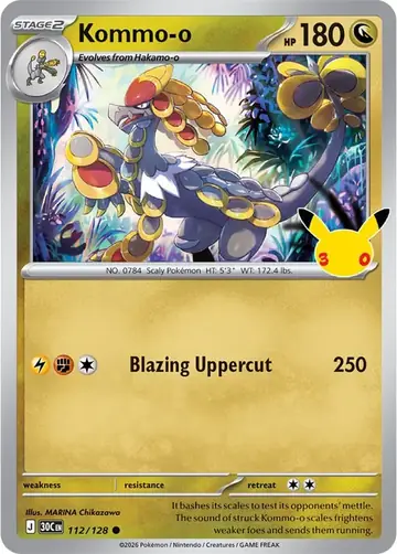 Kommo-o 30th Celebration Pok&eacute;mon TCG 112/128