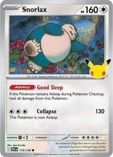 Snorlax 30th Celebration Pok&eacute;mon TCG 119/128