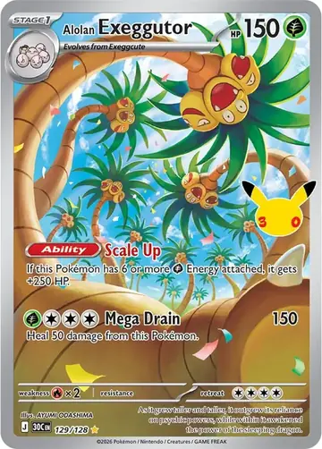 Alolan Exeggutor 30th Celebration Pok&eacute;mon TCG Secret Rare 129