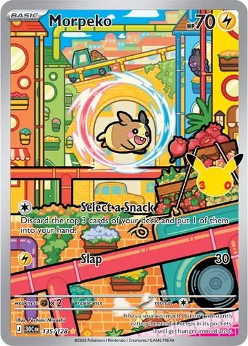 Morpeko 30th Celebration Pok&eacute;mon TCG Secret Rare 135
