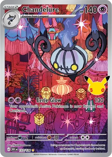 Chandelure 30th Celebration Pok&eacute;mon TCG Secret Rare 137