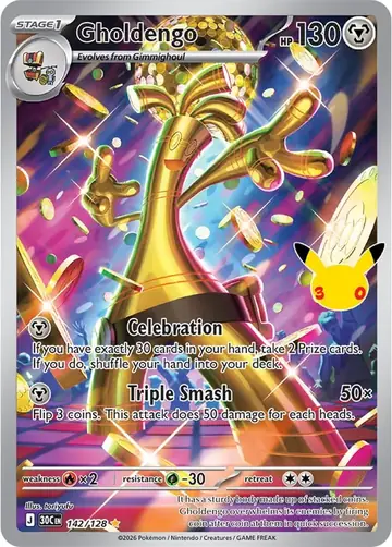 Gholdengo 30th Celebration Pok&eacute;mon TCG Secret Rare 142