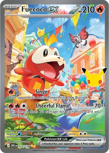 Fuecoco ex 30th Celebration Pok&eacute;mon TCG Secret Rare 147