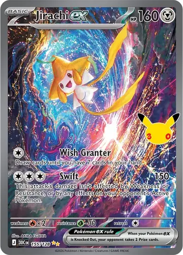 Jirachi ex 30th Celebration Pok&eacute;mon TCG Secret Rare 155