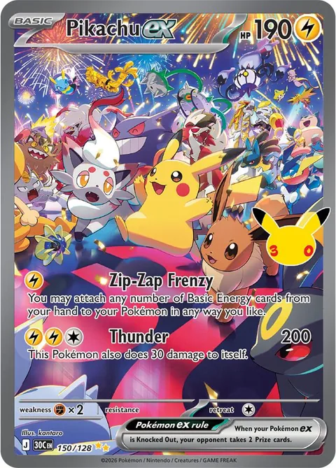 Pikachu ex Special Illustration Rare 150/128 30th Celebration