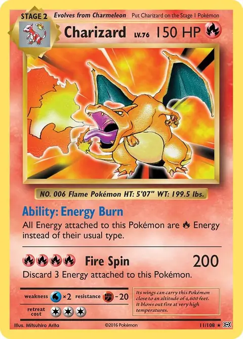 Charizard 11/108 from Evolutions, Pokémon card
