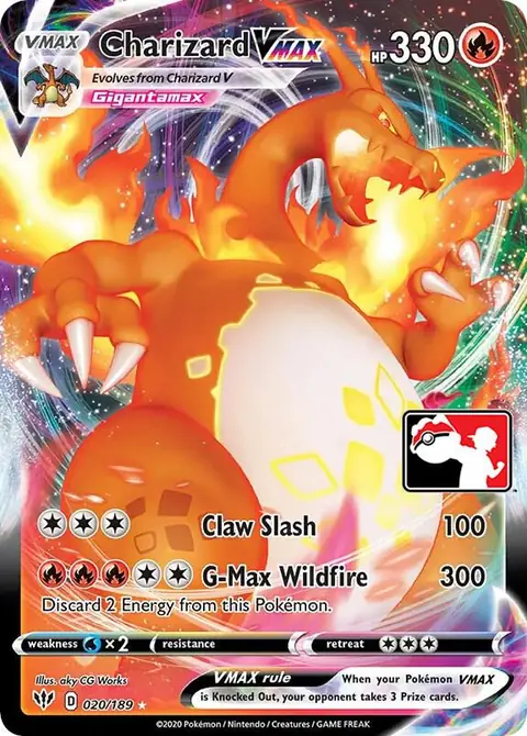 Charizard VMAX 20/189 from Prize Pack (Darkness Ablaze), Pokémon card