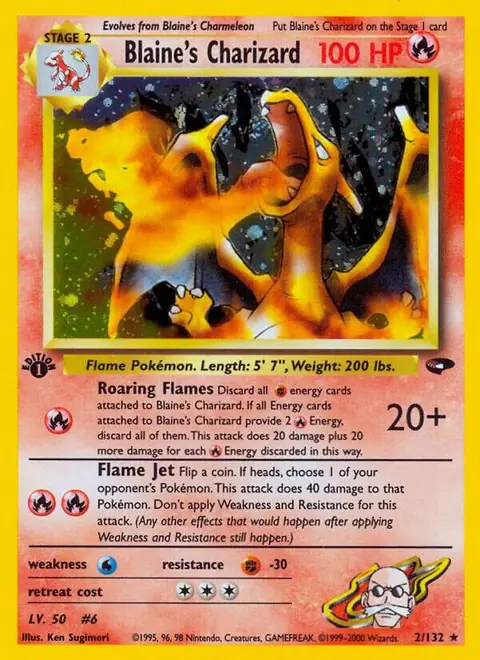 Blaine's Charizard 2/132 from Gym Challenge, Pokémon card