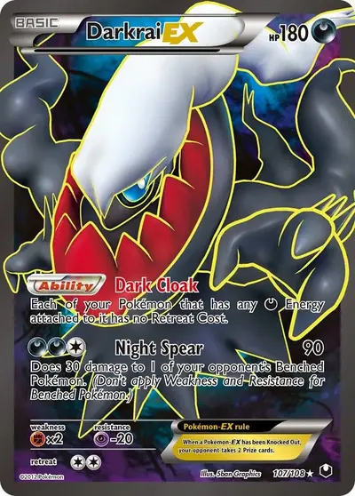 Darkrai EX Full Art Pokemon card Dark Explorers 107/108 — most expensive Darkrai TCG card
