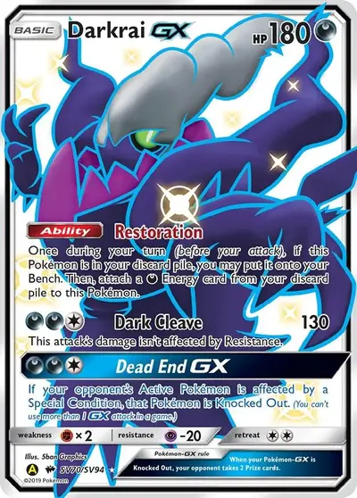 Darkrai GX Rainbow Rare secret rare Pokemon TCG card Burning Shadows 158/147