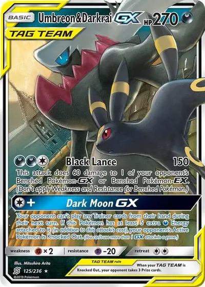 Umbreon and Darkrai GX Tag Team Pokemon TCG card Unified Minds 125/236