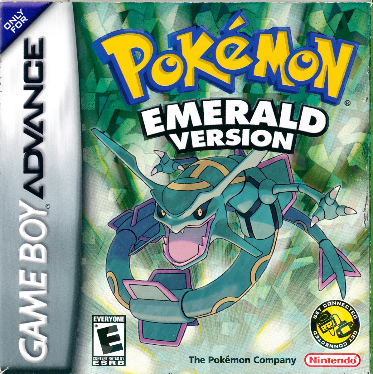 North American Pokémon Emerald box front with Rayquaza